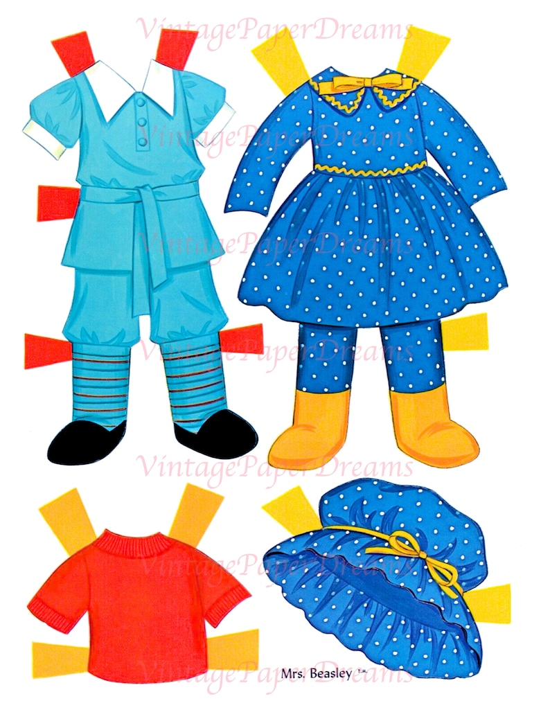 Vintage Paper Doll Printable PDF mrs. Beasley Paper Doll 70s 1970s
