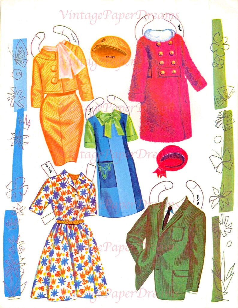 Vintage Paper Doll Printable PDF karen Paper Dolls 60s Etsy