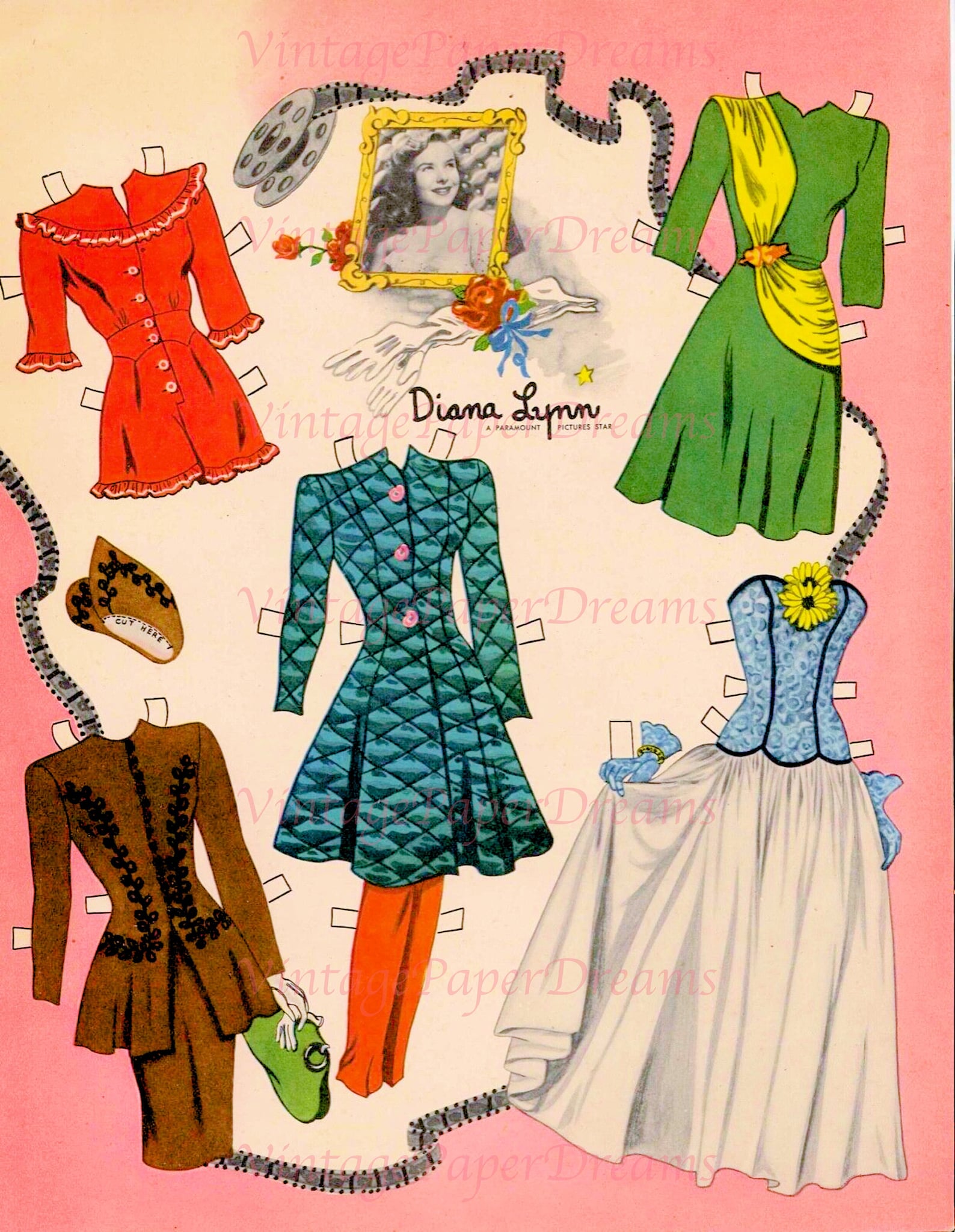 Vintage Paper Doll Printable PDF movie Starlet Paper Dolls 40s 1940s ...