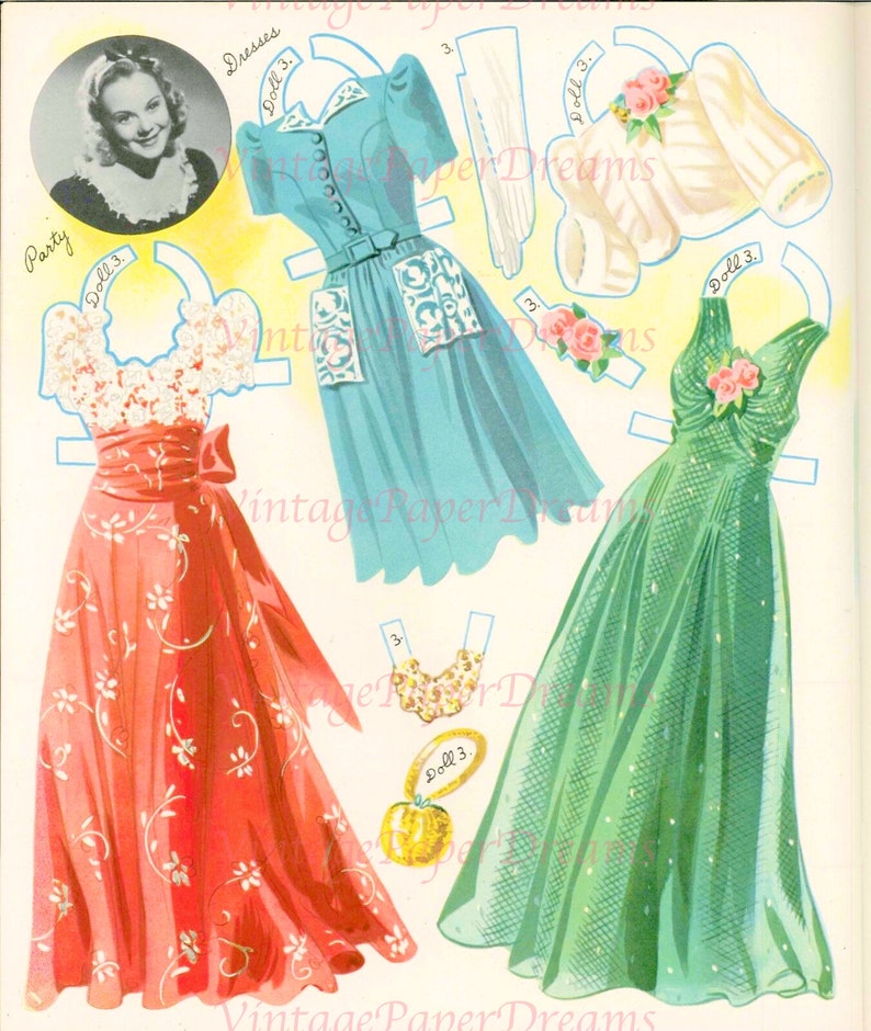 Vintage Paper Doll Printable PDF bette Davis Paper Doll 40s 1940s Paper ...