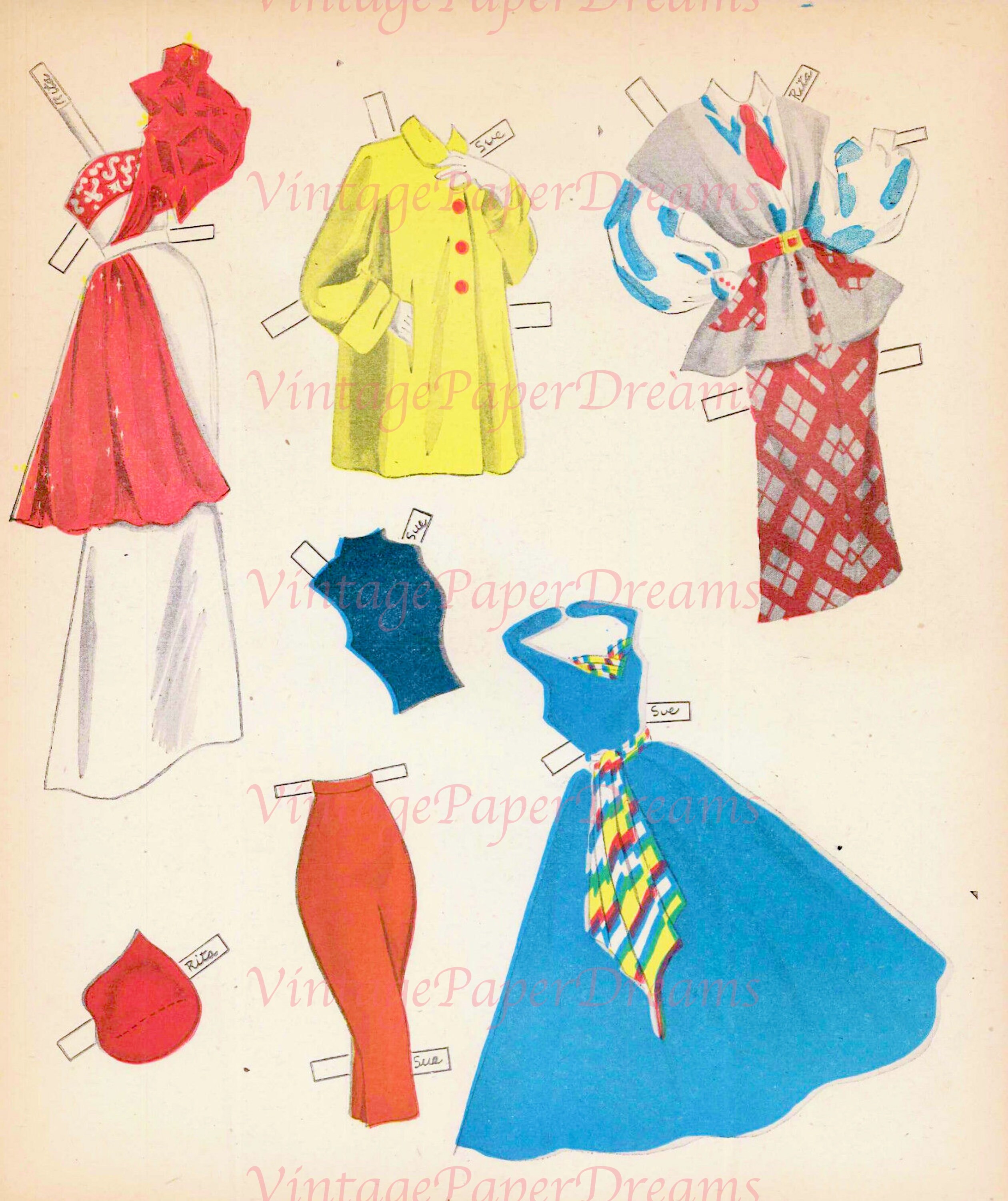 Vintage Paper Doll Printable PDF TV Show Paper Doll JPEG 40s 1940s