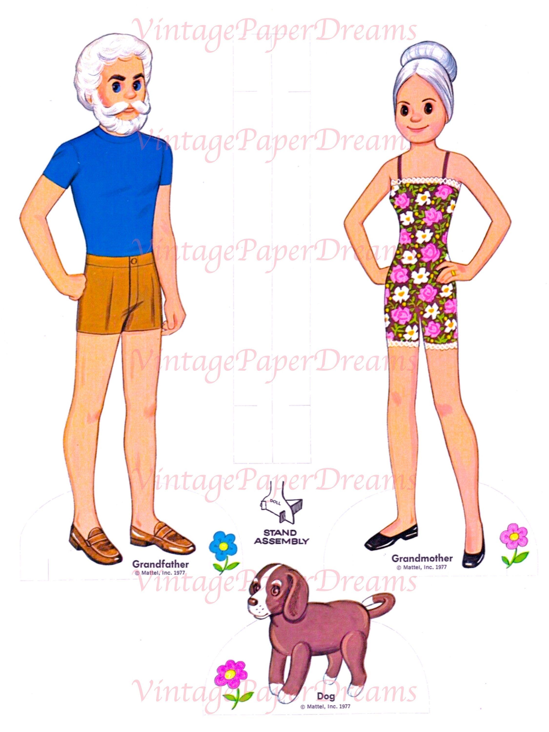 Vintage Paper Doll Printable PDF Sunshine Family Paper Dolls 70s 1970s