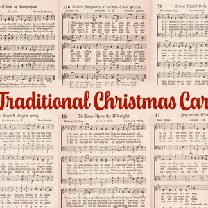 Vintage Printable Christmas Carol Sheet Music PDF • Traditional Advent Hymn Song Antique Wrapping Paper • Xmas Image Junk Journal Ephermera