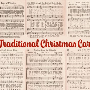 Vintage Printable Christmas Carol Nuty PDF • Tradycyjny hymn adwentowy Pieśń Antyczny papier do pakowania • Xmas Image Junk Journal Ephermera