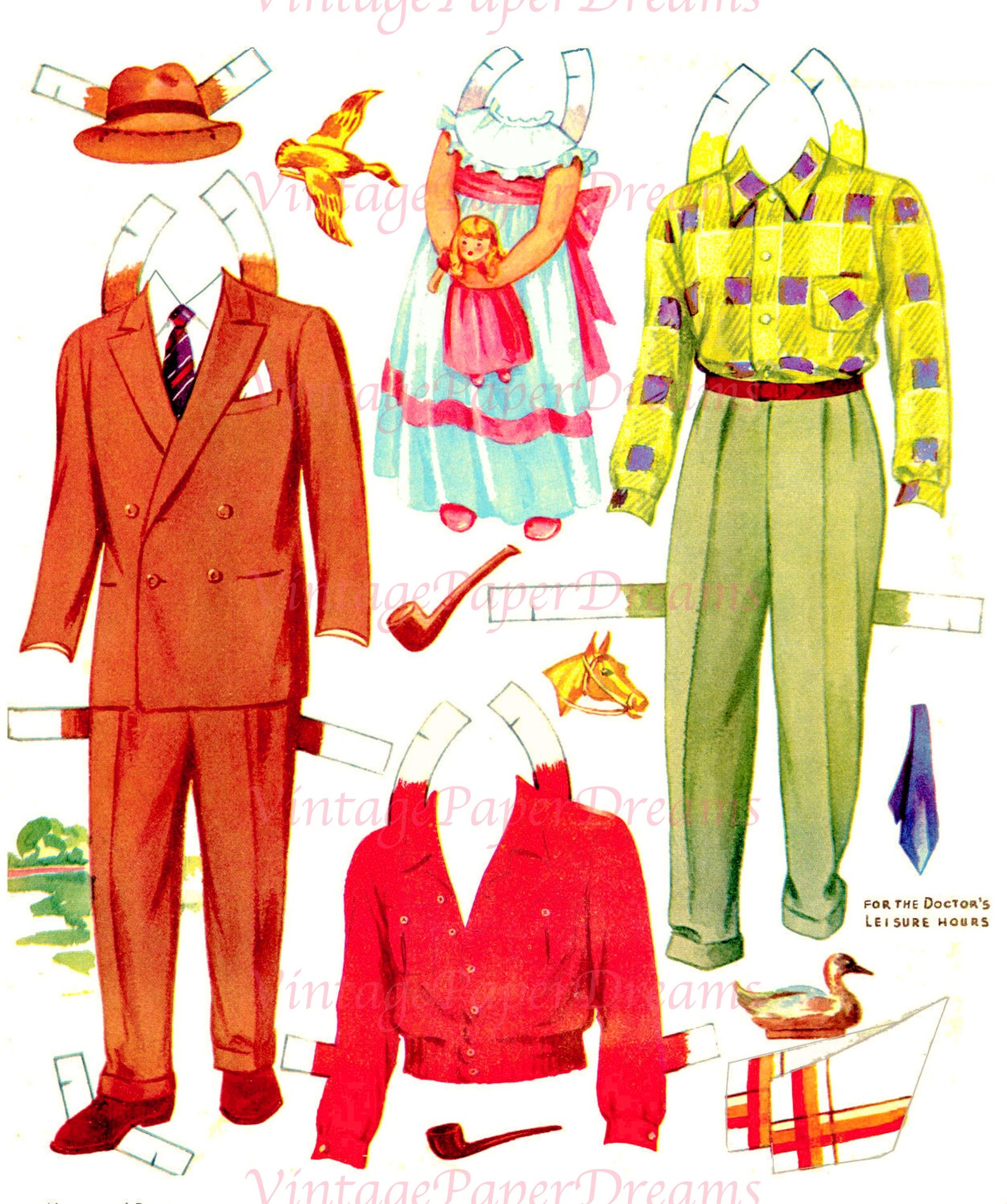 Vintage Paper Doll Printable PDF Nurse Doctor Paper Dolls 40s 1940s ...
