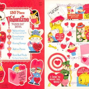 130 Libro de San Valentín vintage imprimible PDF • Tarjeta navideña de los años 60 Libro de muñecas de papel JPEG • Artesanía de papel de mediados de siglo Imágenes prediseñadas de corazones de amor de los años 60