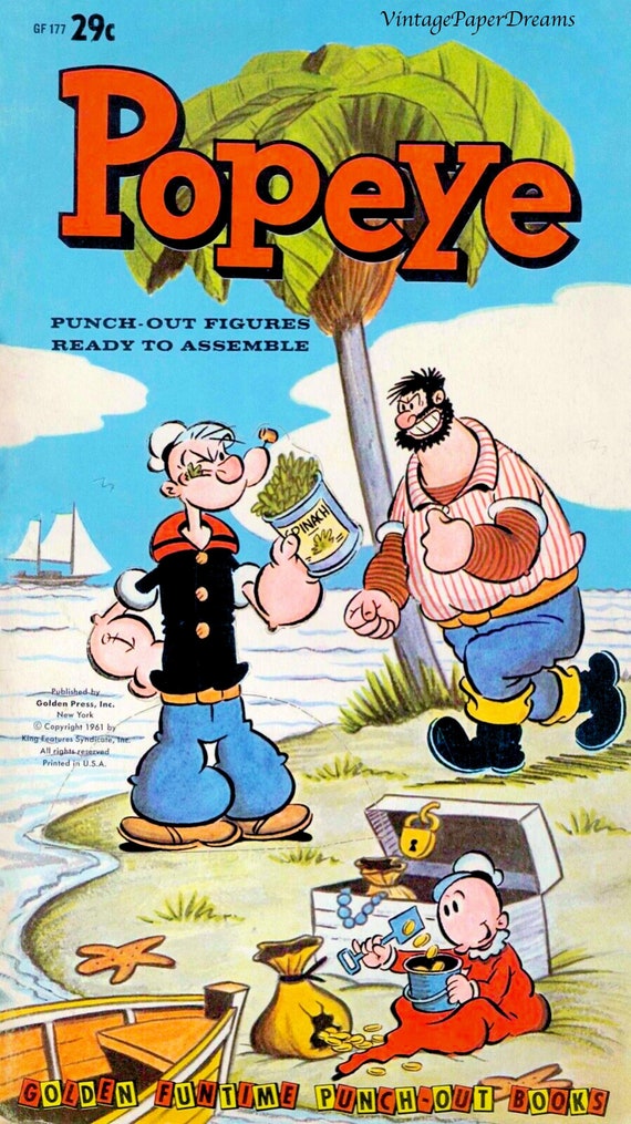 Vintage Paper Doll Printable PDF popeye Paper Doll 1961 - Etsy