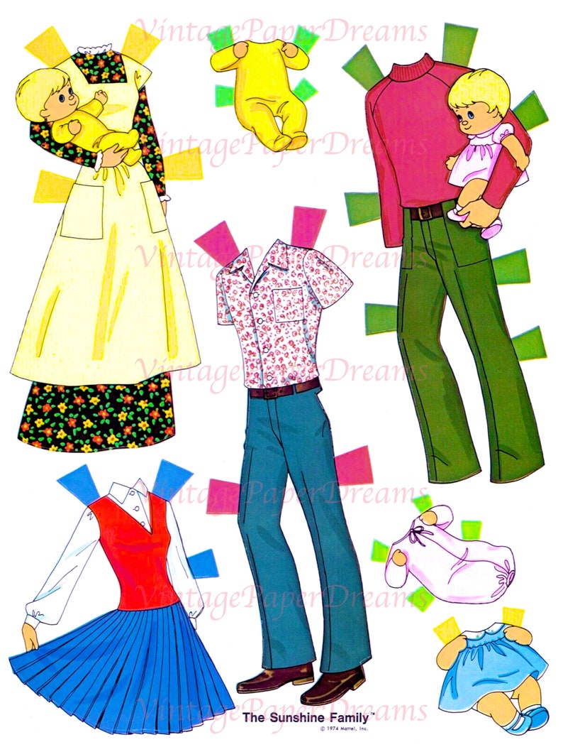 Vintage Paper Doll Printable PDF Sunshine Family Fashion Etsy