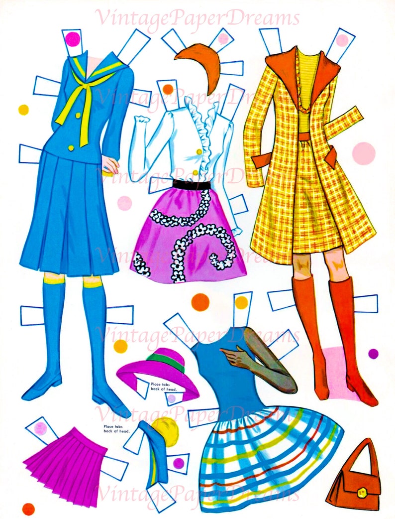 Barbie paper doll printable pdf mod barbie paper doll etsy canada