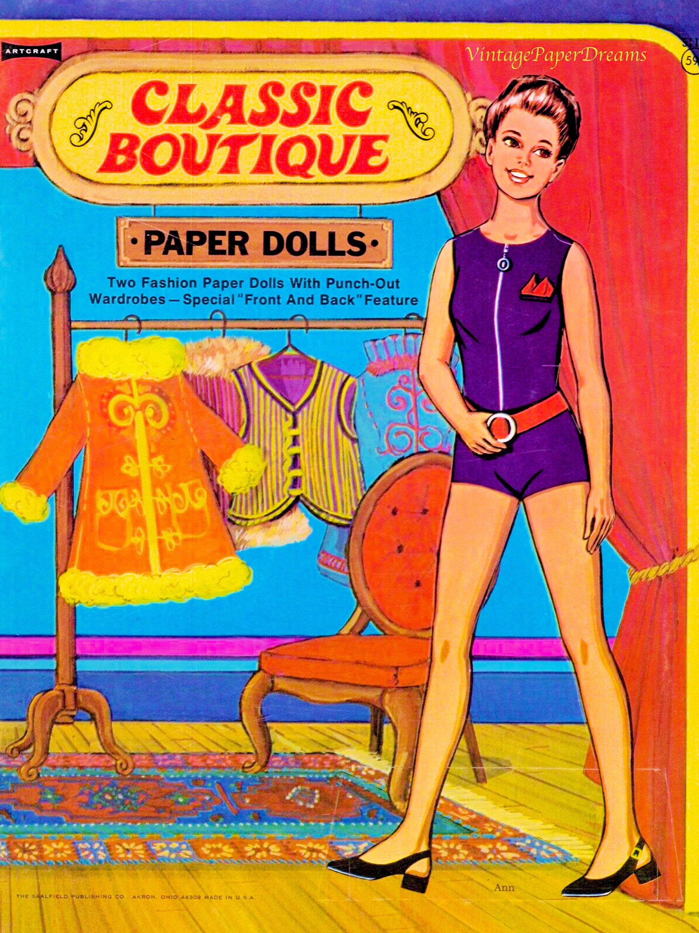 Vintage Paper Doll Printable PDF Fashion Doll 70s 1970s Paper