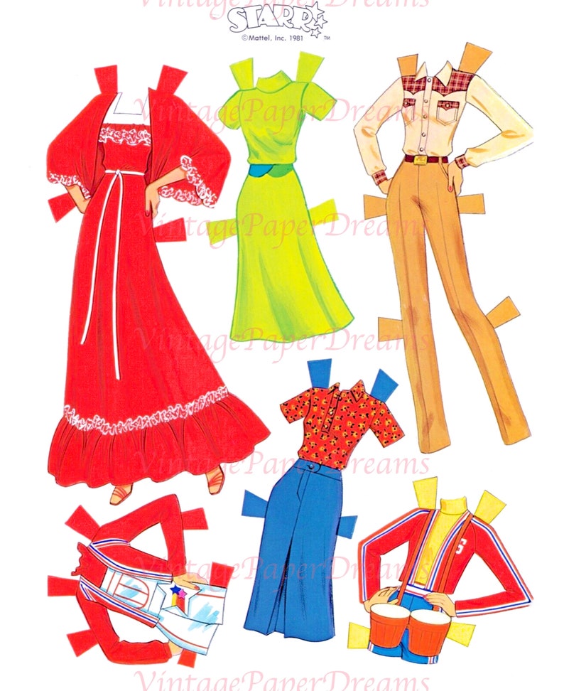 Vintage Paper Doll Printable PDF Starr Shaun Paper Doll Etsy