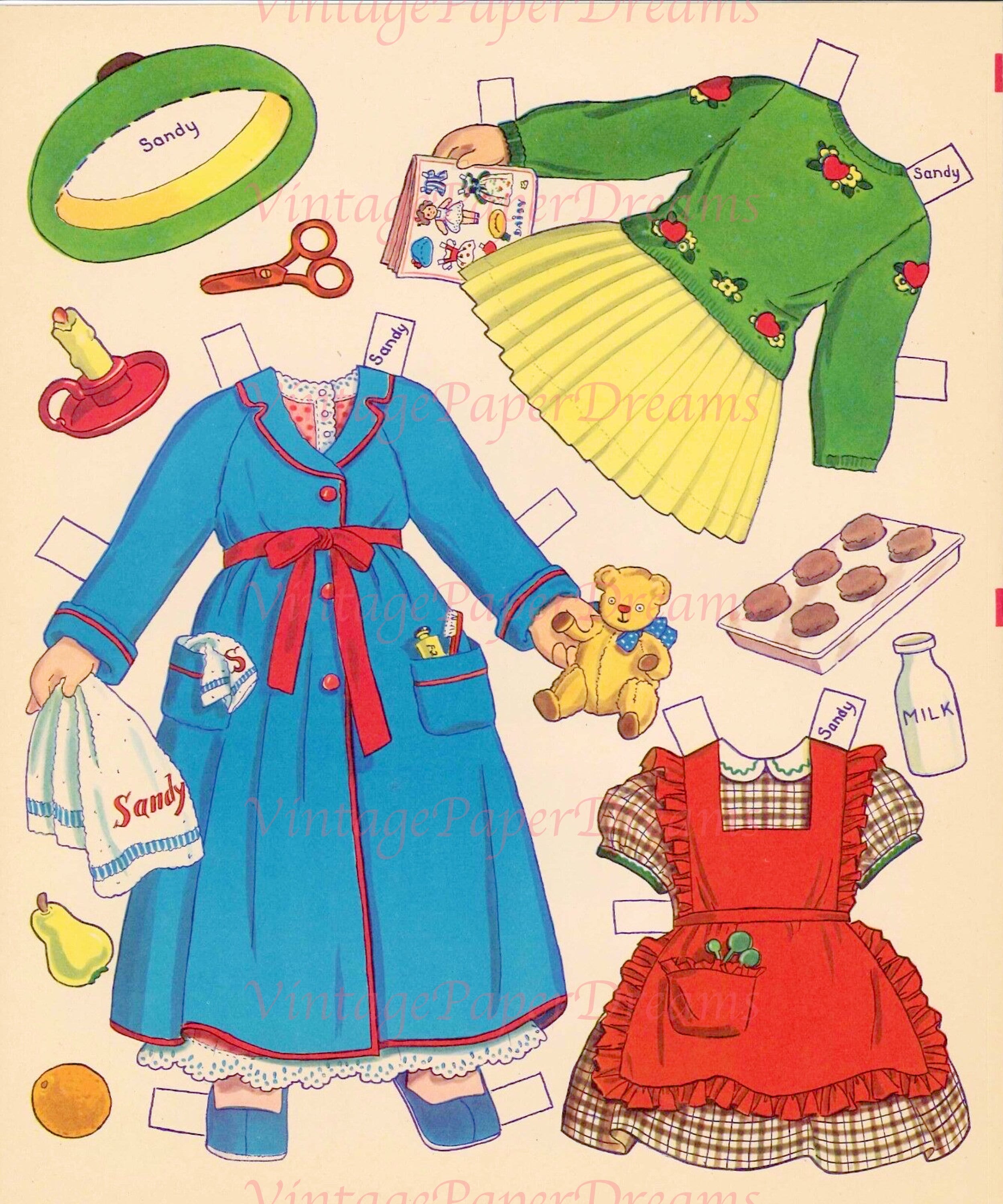 Vintage Paper Doll Printable PDF baby Girl Paper Doll 40s 1940s Paper