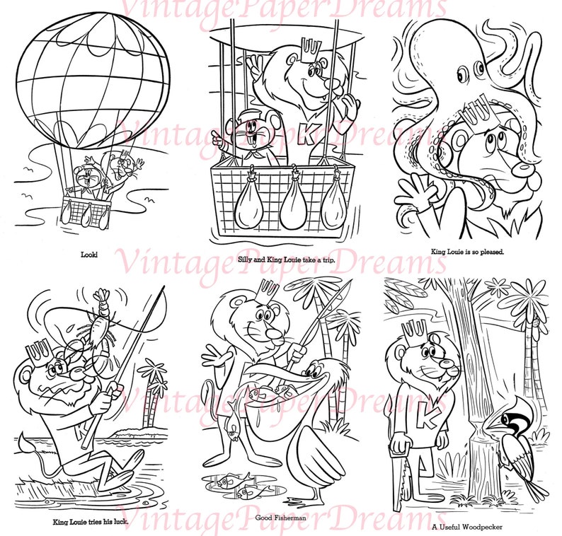 Vintage Coloring Book Printable PDF louie the Lion Colouring Book 60s