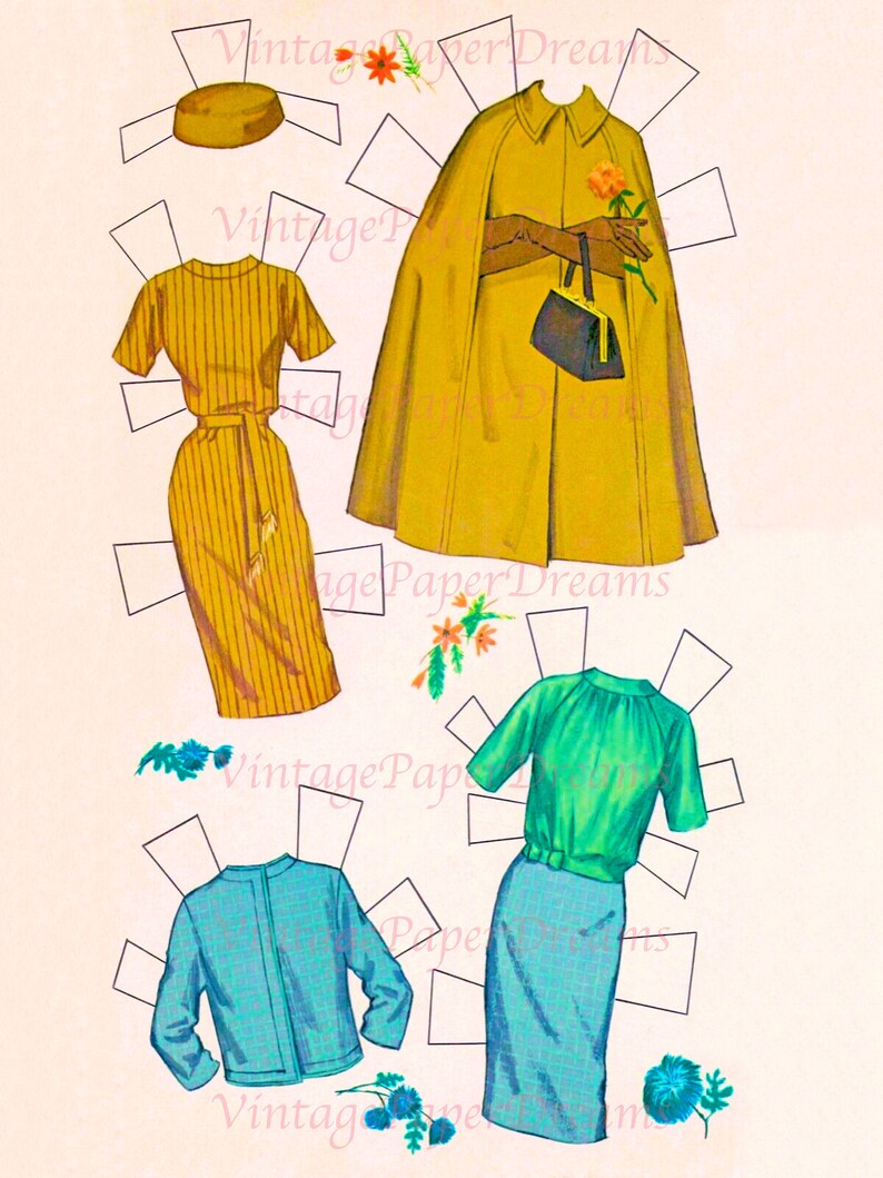 Vintage Paper Doll Printable PDF barbie Ken Paper Doll 60s Etsy