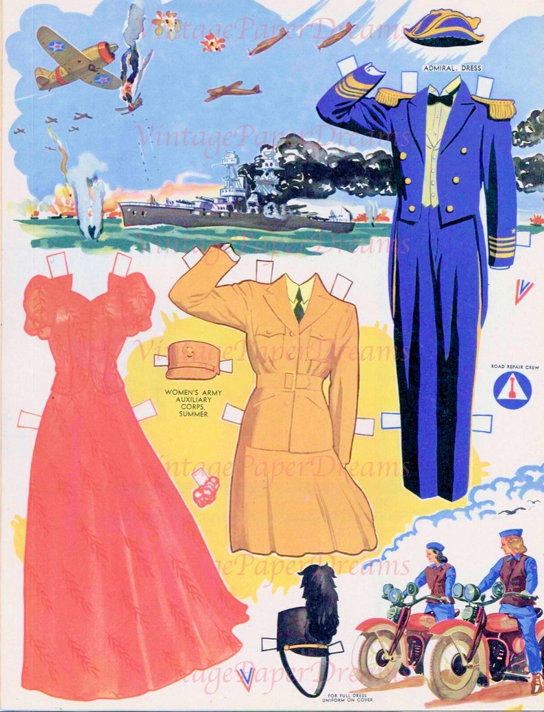 Vintage Paper Doll Printable PDF soldiers Sailors Paper Dolls 40s 1940s ...