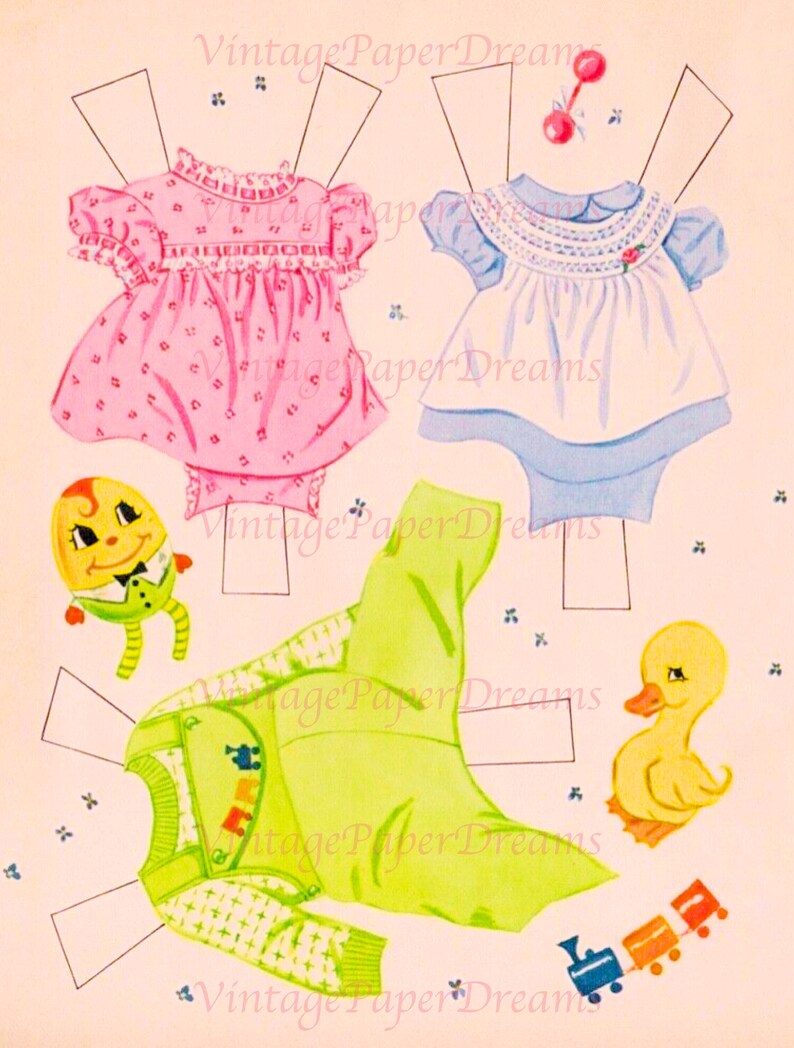 Vintage Paper Doll Printable PDF Baby Pat Paper Doll 60s 1960s Ginger