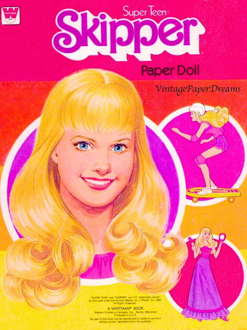 Vintage Paper Doll Printable PDF Skipper Paper Doll 80s 1980s Paper