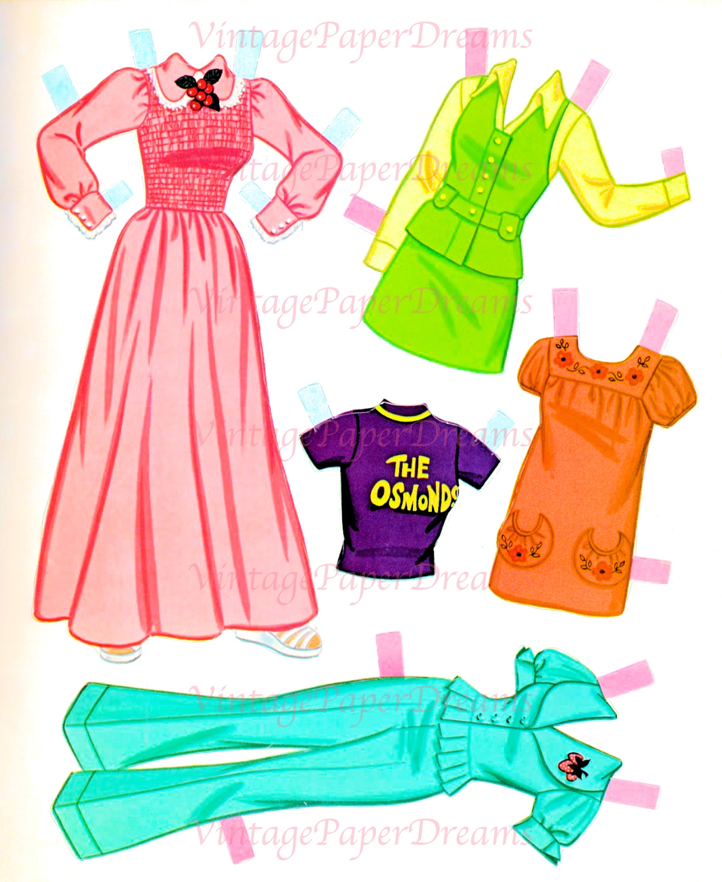 Vintage Paper Doll Printable PDF marie Osmond Paper Doll 70s 1970s