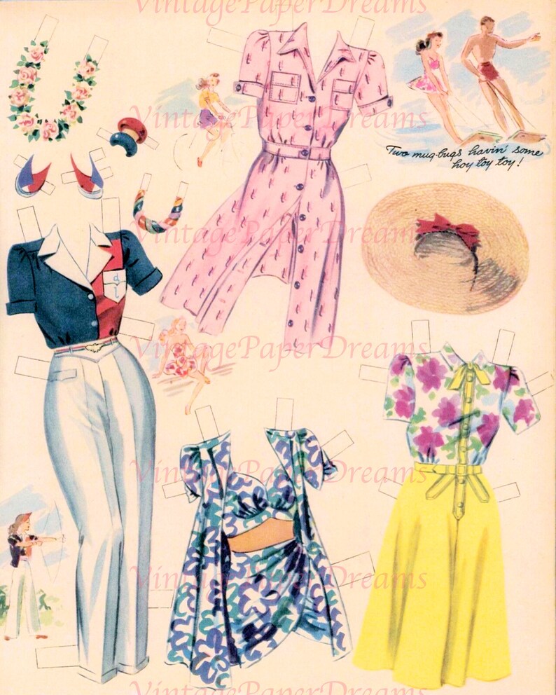Vintage Paper Doll Printable PDF bob Hope Dorothy Lamour Paper Doll 40s ...