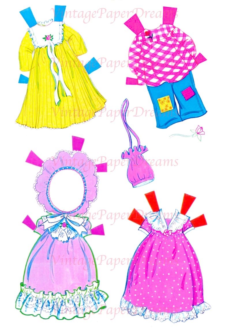 Vintage Paper Doll Printable PDF rosebud Paper Dolls 70s Etsy