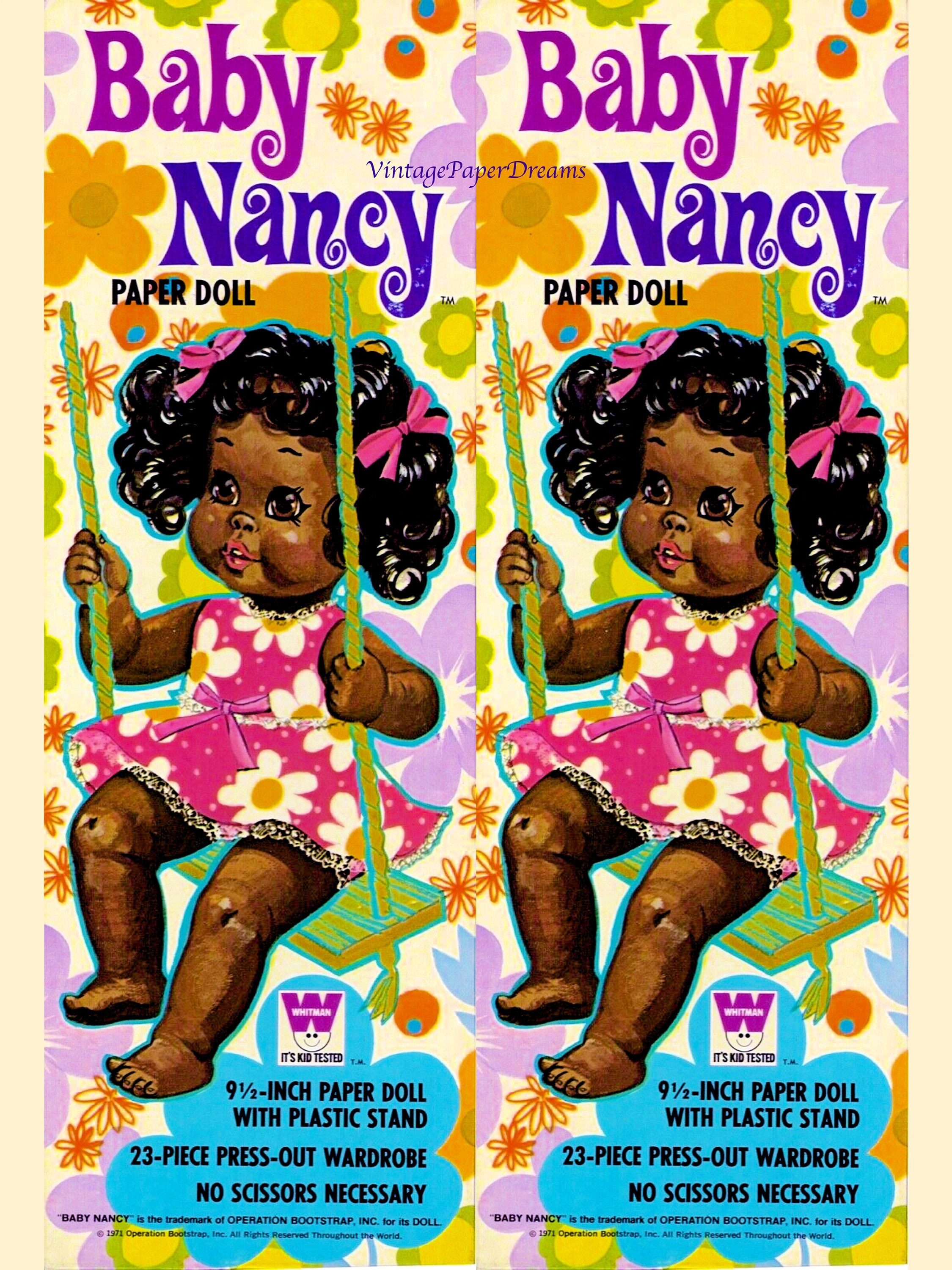 Vintage Paper Doll Printable PDF baby Paper Doll 70s 1970s Paper Doll