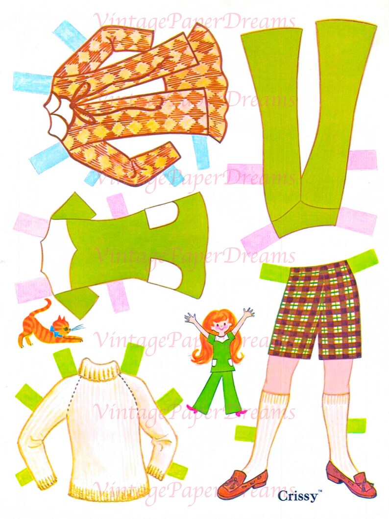 Vintage Paper Doll Printable PDF crissy Paper Doll 70s Etsy