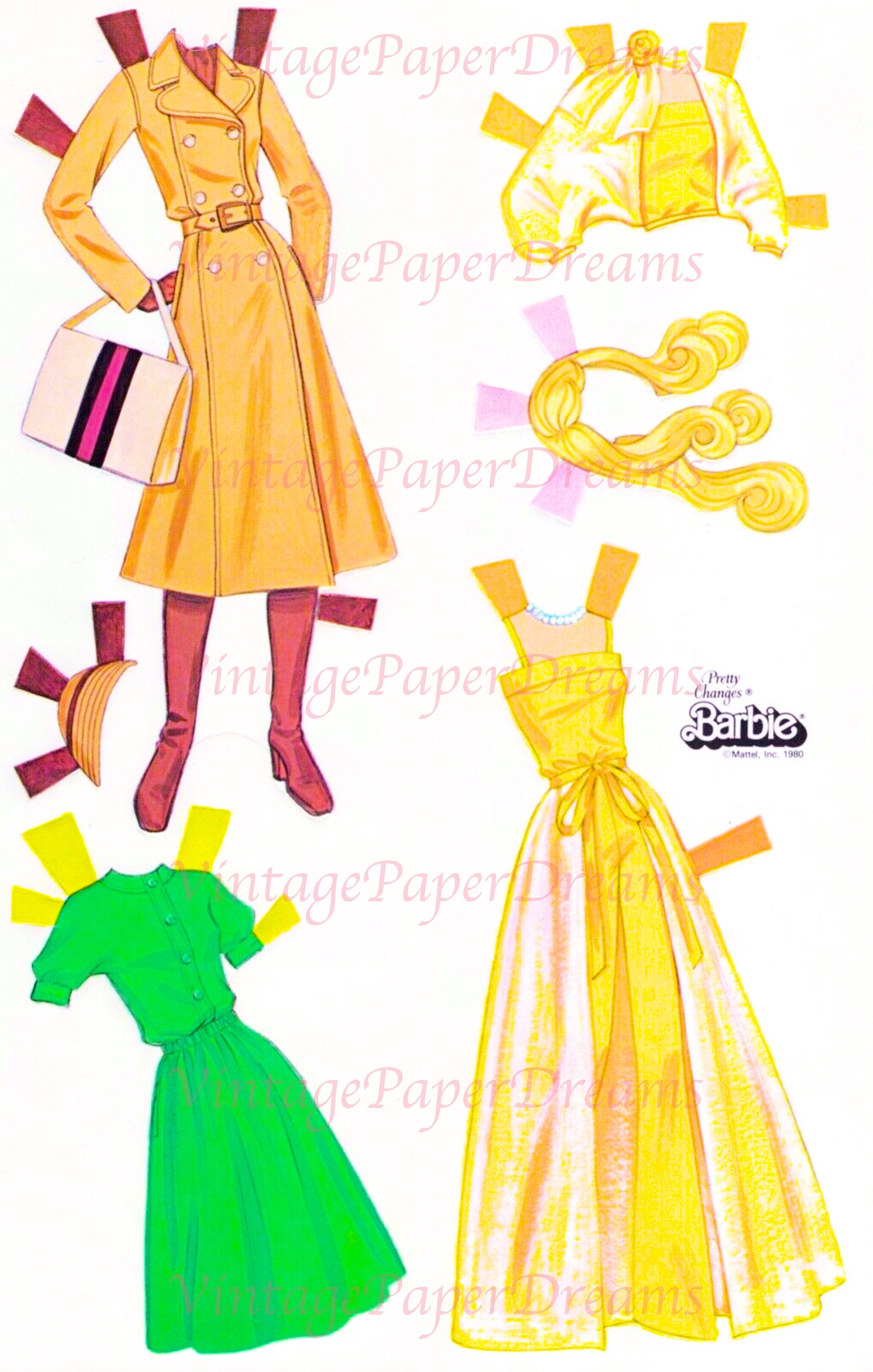 Vintage Paper Doll Printable PDF Barbie Paper Doll 1980 Etsy