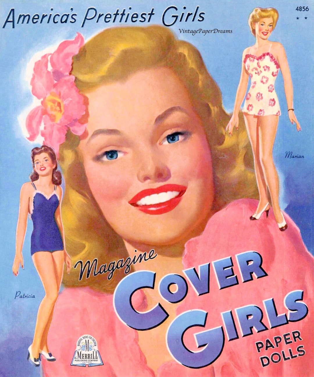 Vintage Paper Doll Printable PDF cover Girls Paper Doll 40s 1940s Paper