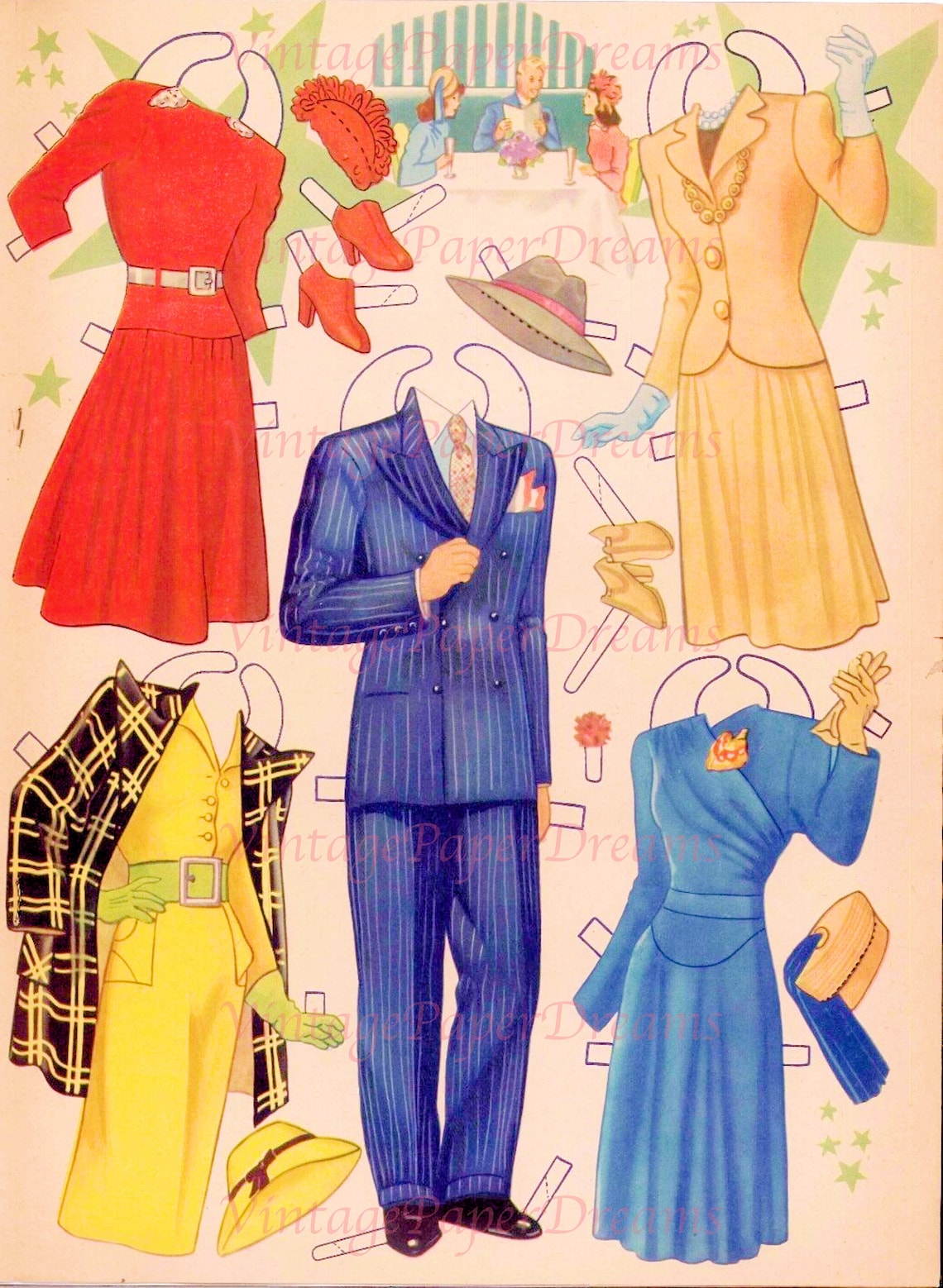 Vintage Paper Doll Printable PDF miss Hollywood Paper Doll Etsy