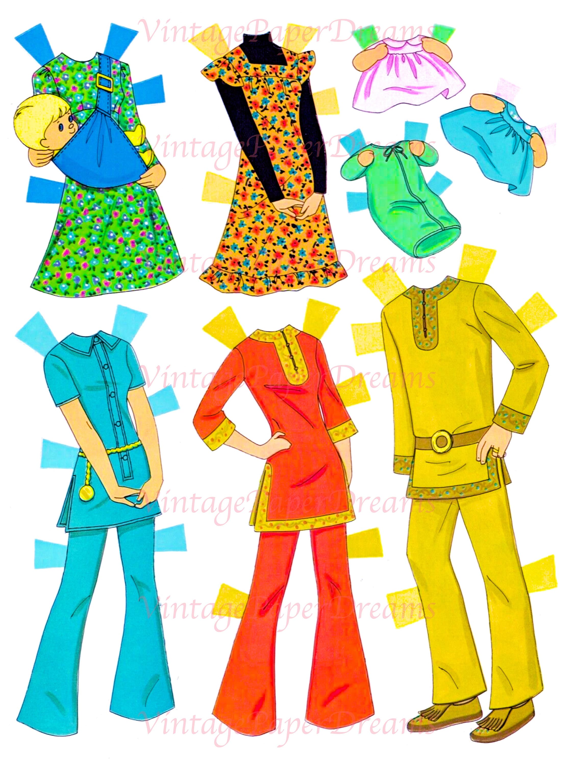 Vintage Paper Doll Printable PDF Sunshine Family Fashion Etsy
