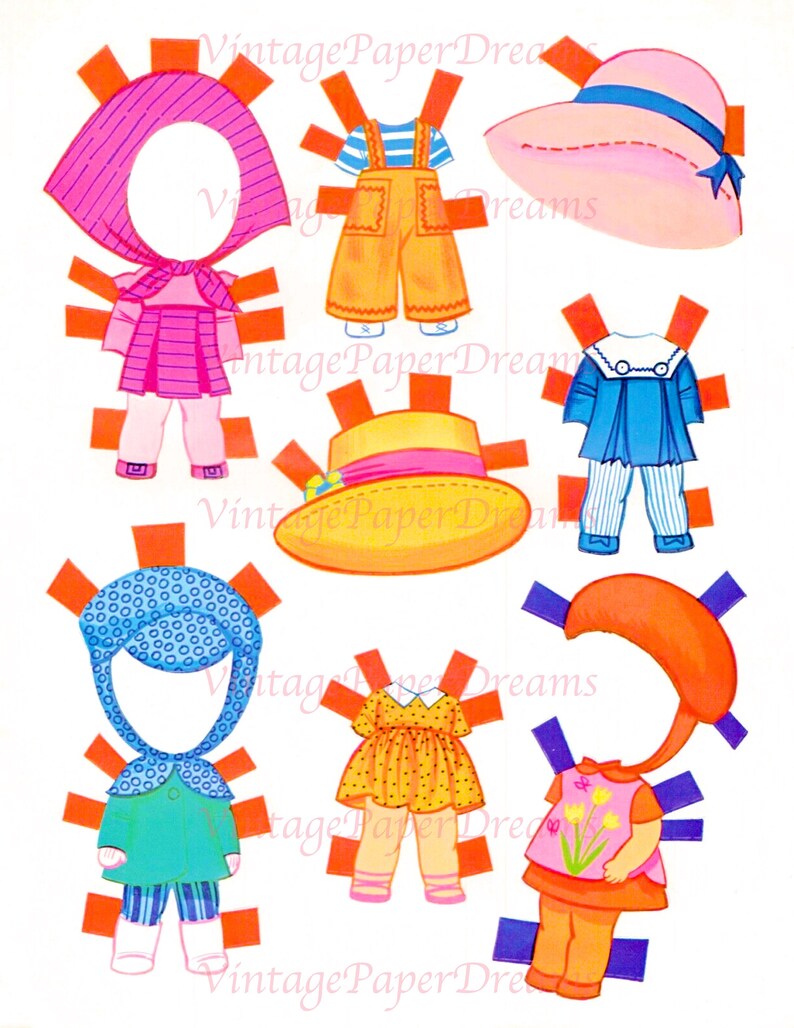 Vintage Paper Doll Printable PDF Lucky Locket Kiddles Paper Dolls 60s
