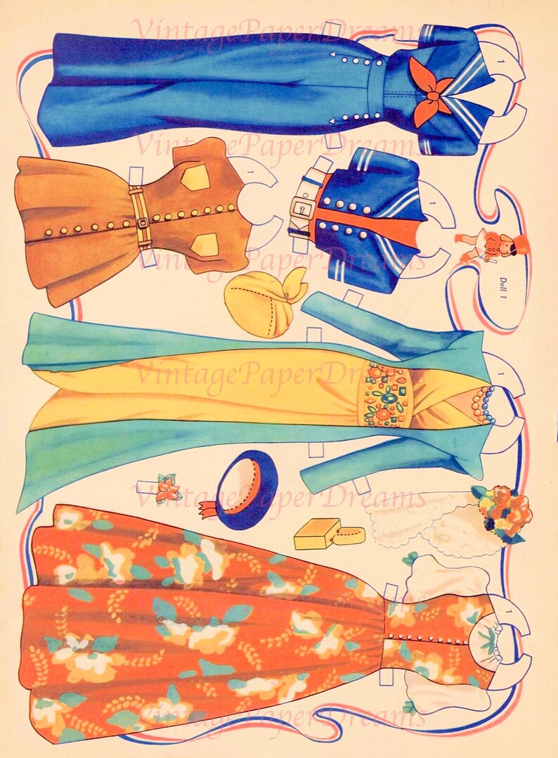 Vintage Paper Doll Printable PDF miss America Paper Dolls JPEG 40s