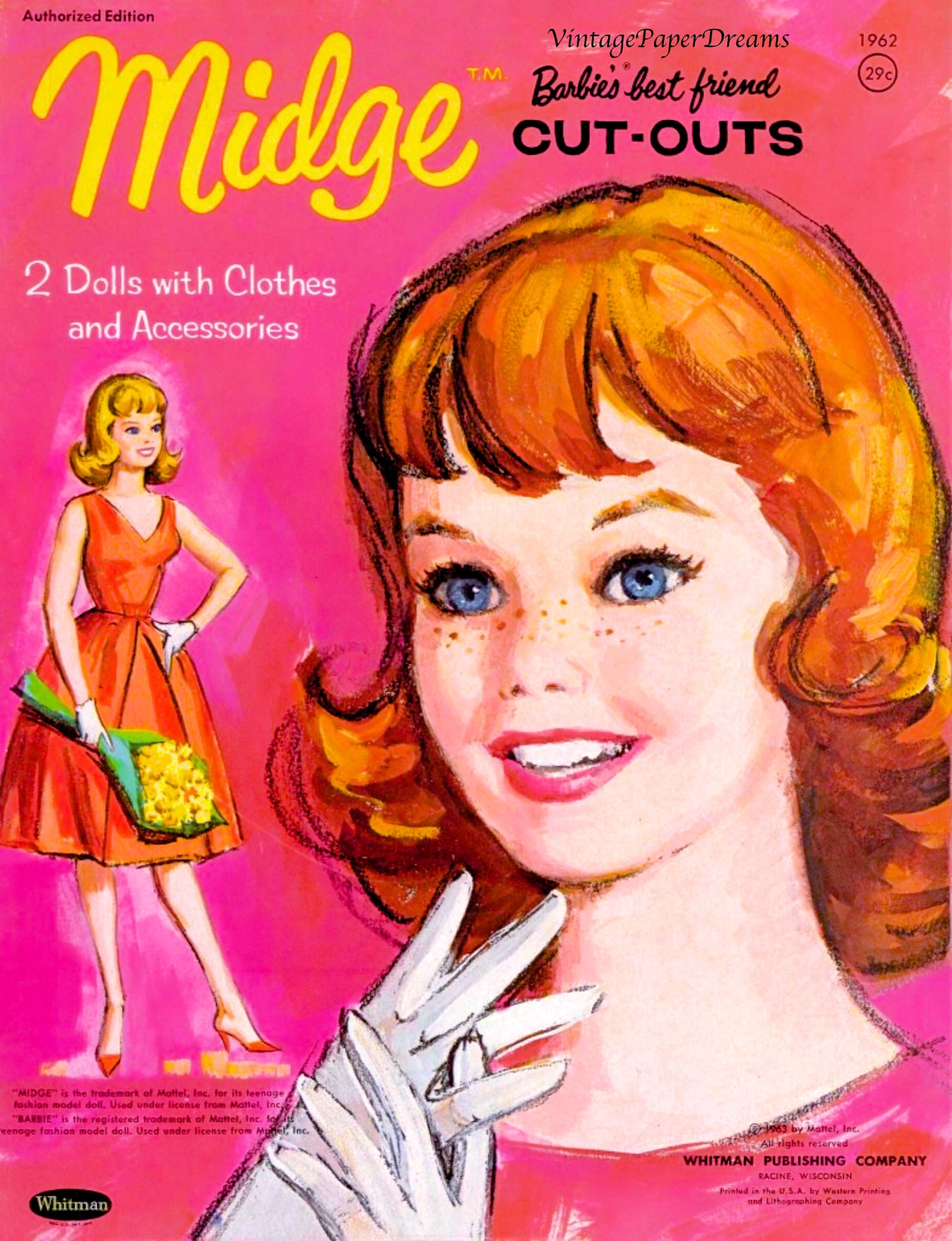 Barbie Paper Doll Printable PDF Midge Paper Dolls Vintage Etsy