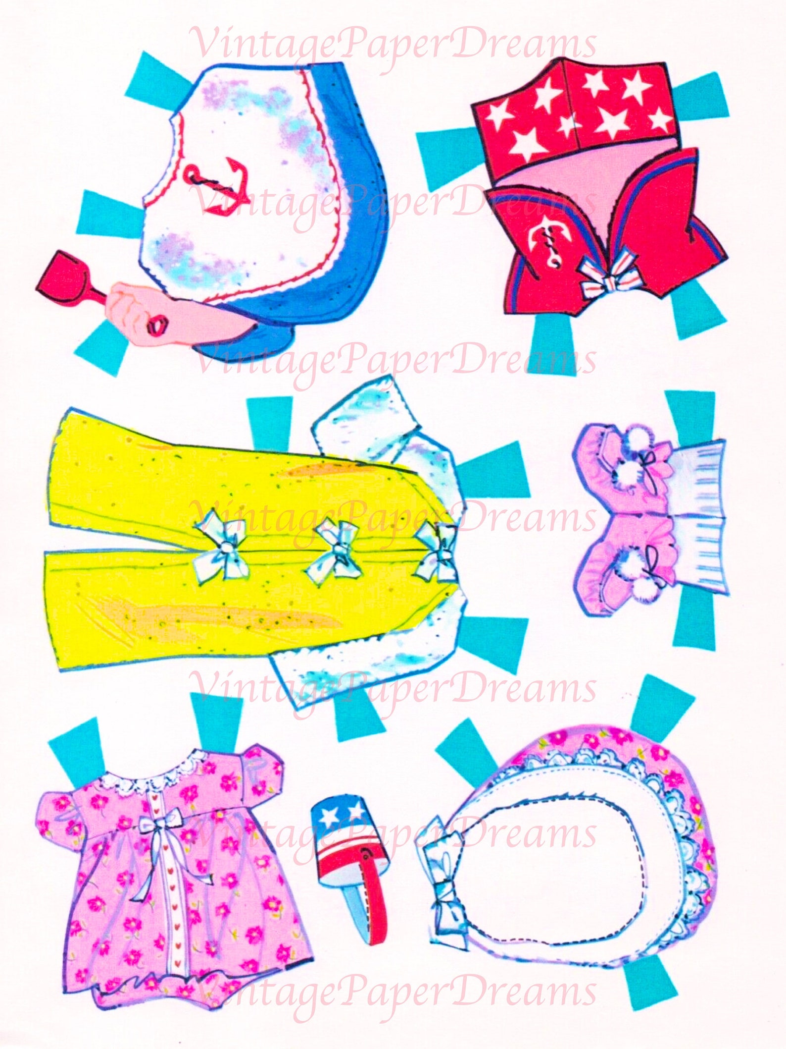 Vintage Paper Doll Printable PDF baby Paper Doll 70s 1970s Paper Doll