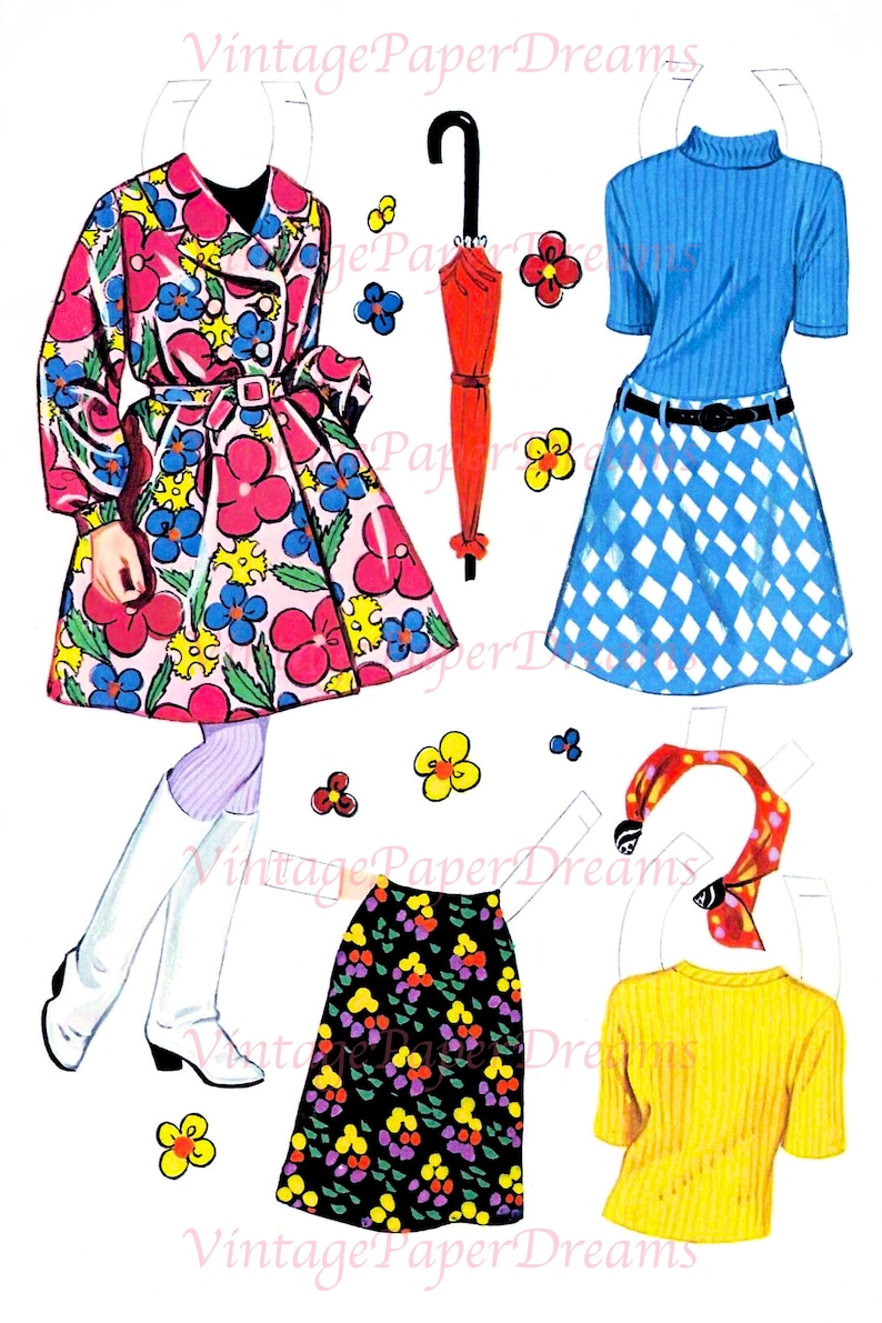 Vintage Paper Doll Printable PDF Music Fashion Paper Doll Etsy