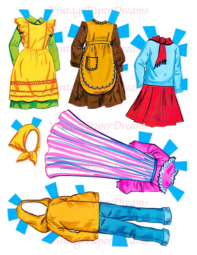 Vintage Paper Doll Printable PDF the Waltons Family Paper Doll 70s