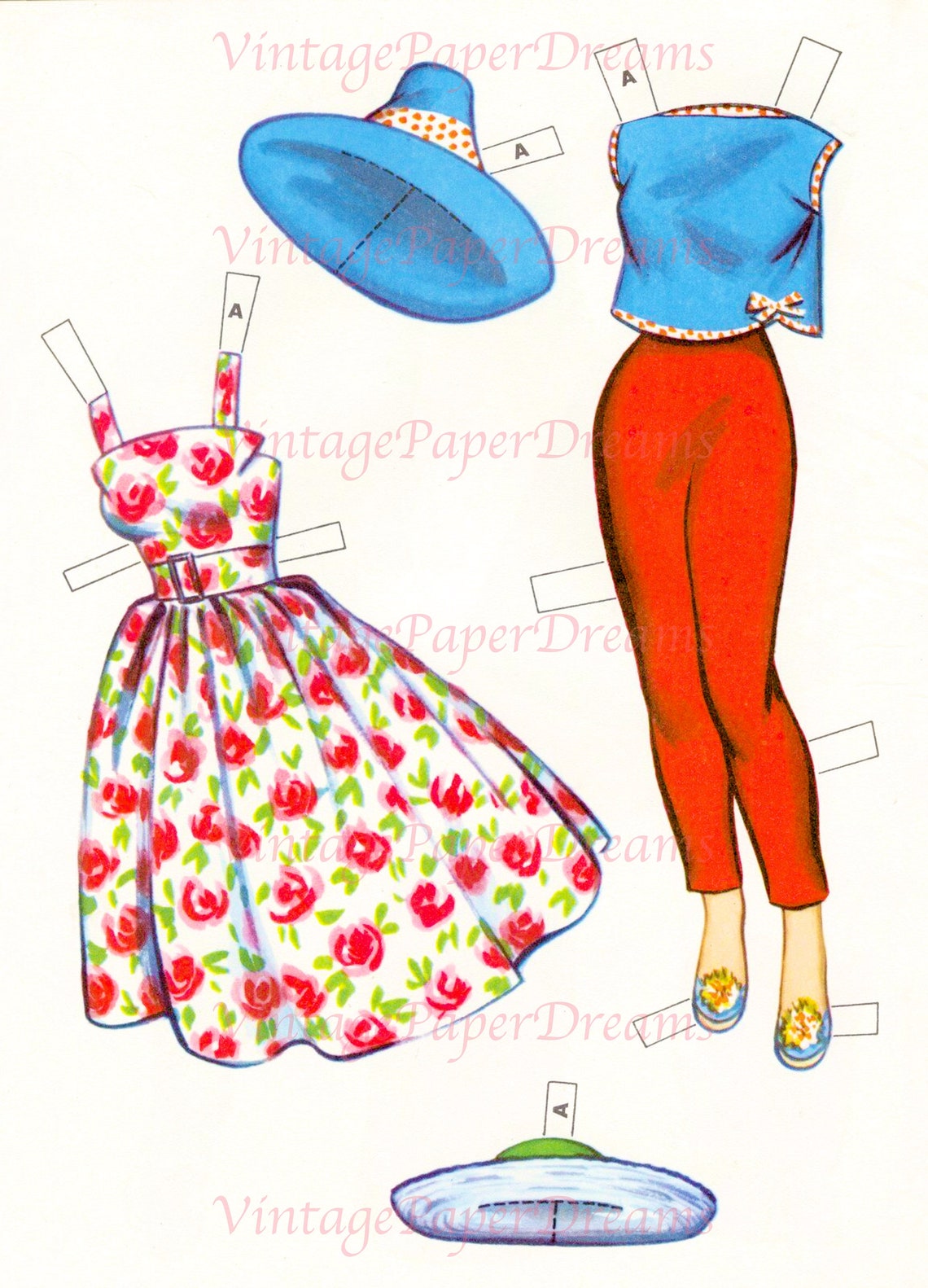 Vintage Paper Doll Printable PDF sister Paper Doll 60s Etsy
