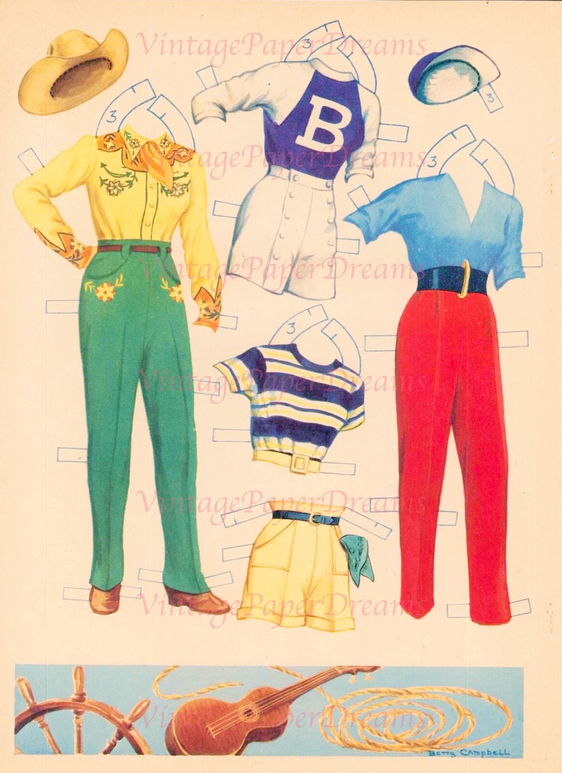 Vintage Paper Doll Printable PDF barbara Britton Paper Doll Etsy