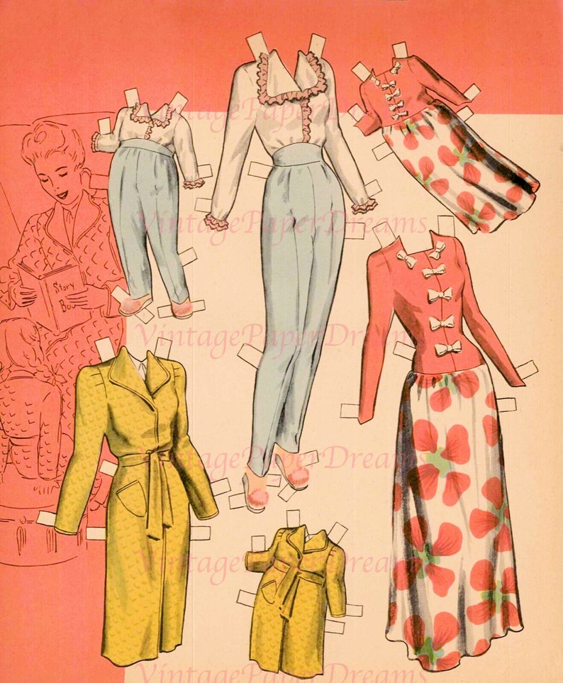 Vintage Paper Doll Printable PDF Mother Daughter Paper Dolls 40s 1940s Vintage Paper Doll Printable PDF Mother Daughter Paper Dolls 40s 1940s