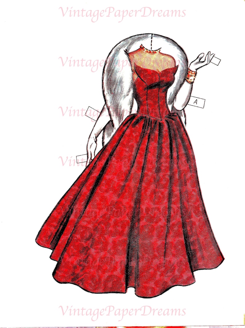 Vintage Paper Doll Printable PDF JPEG society Dolls 60s Etsy