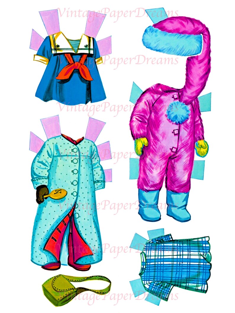 Vintage Paper Doll Printable PDF baby Paper Doll 70s 1970s Paper Doll