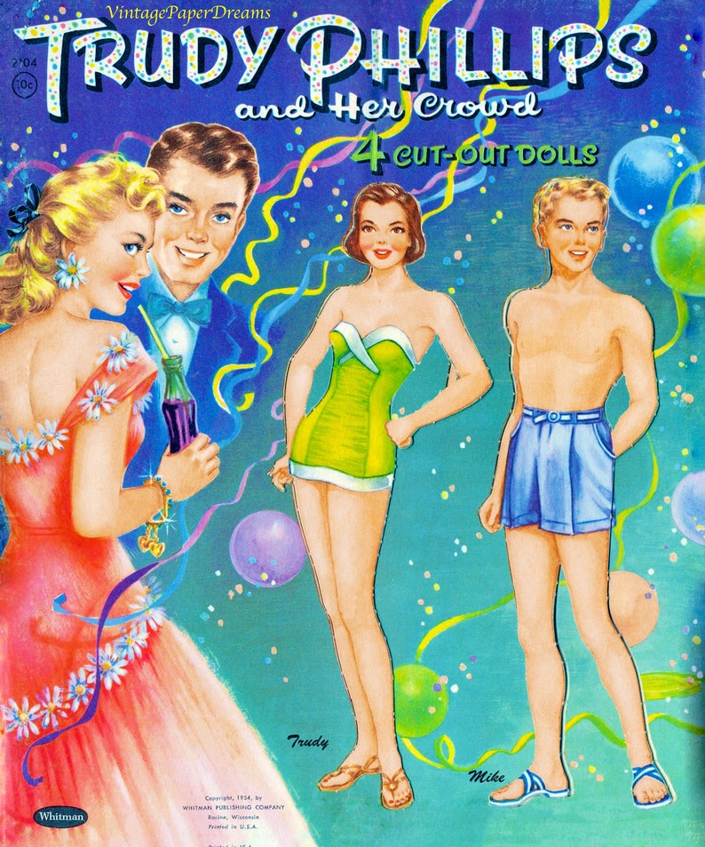 Vintage Paper Doll Printable PDF trudy Phillips Paper Dolls Etsy