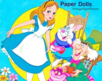 Vintage Paper Doll Printable PDF • Alice in Wonderland Paper Doll • 70s 1970s Paper Doll Digital Download Fairytale Doll Clip Art A4 Girl