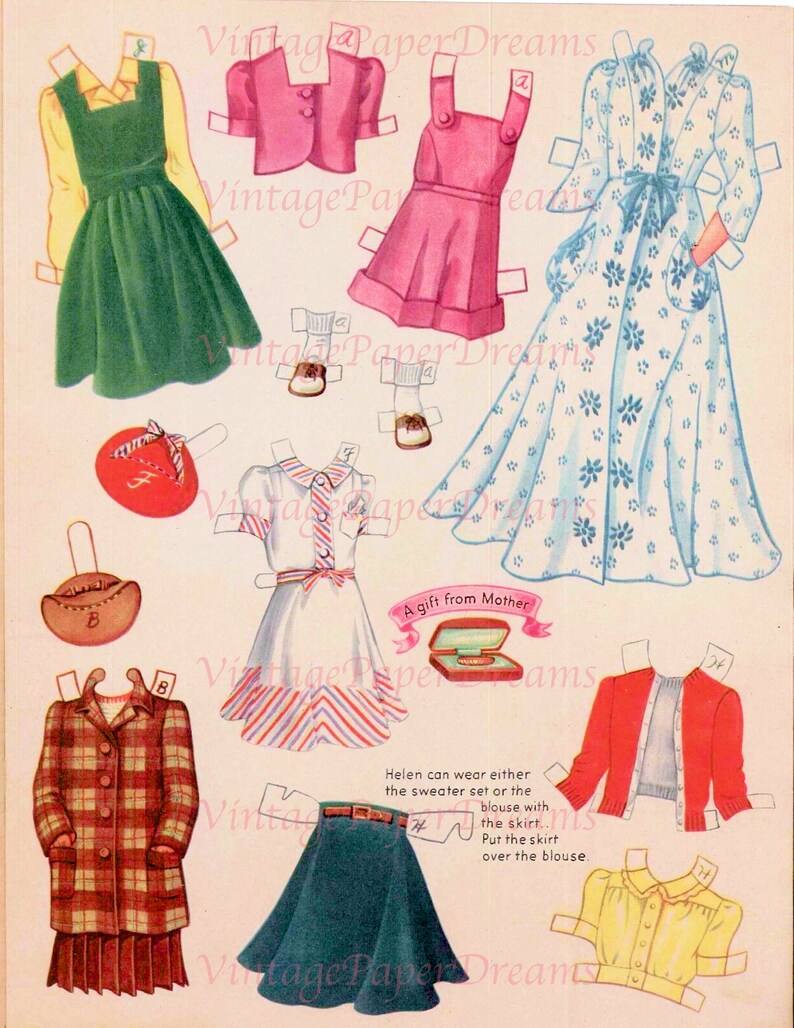 Vintage Paper Doll Printable PDF girl Paper Dolls JPEG 40s 1940s Paper ...
