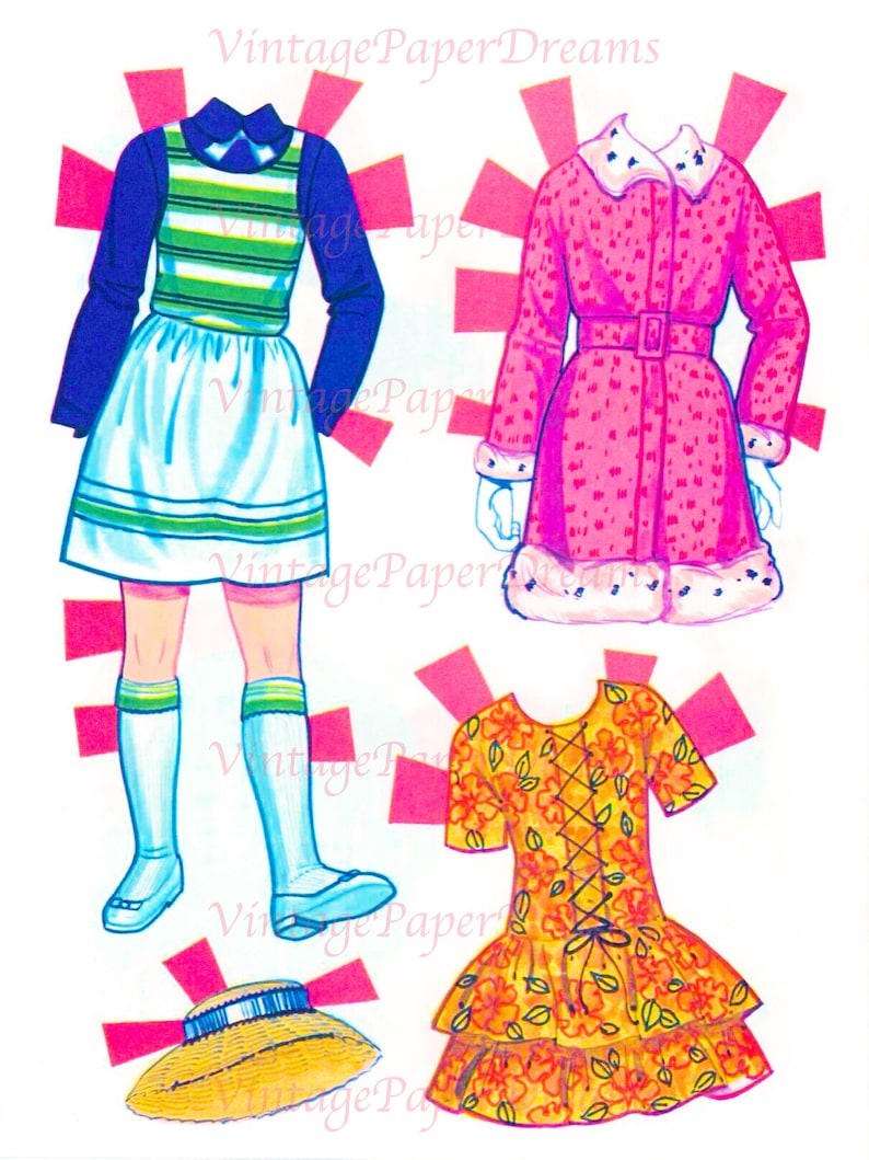 Vintage Paper Doll Printable PDF malibu Skipper Paper Doll 70s 1970s