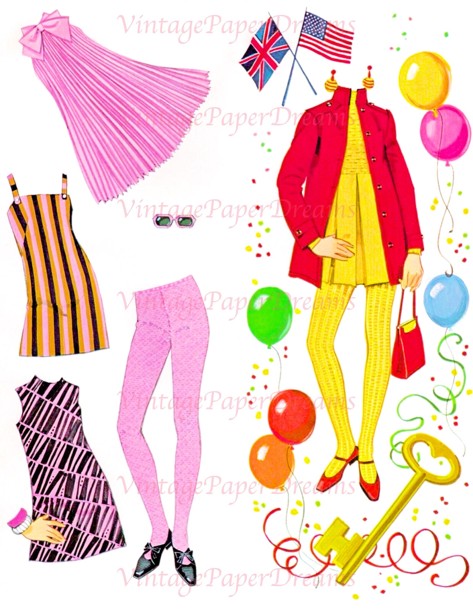 Vintage Paper Doll Printable PDF twiggy Paper Doll 60s Etsy