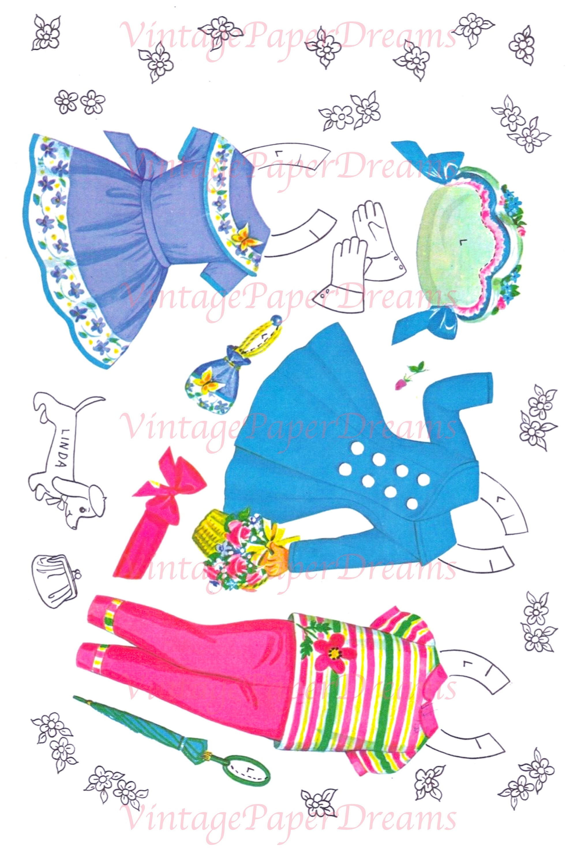 Vintage Paper Doll Printable PDF Little Girl Paper Dollies 60s 1960s ...