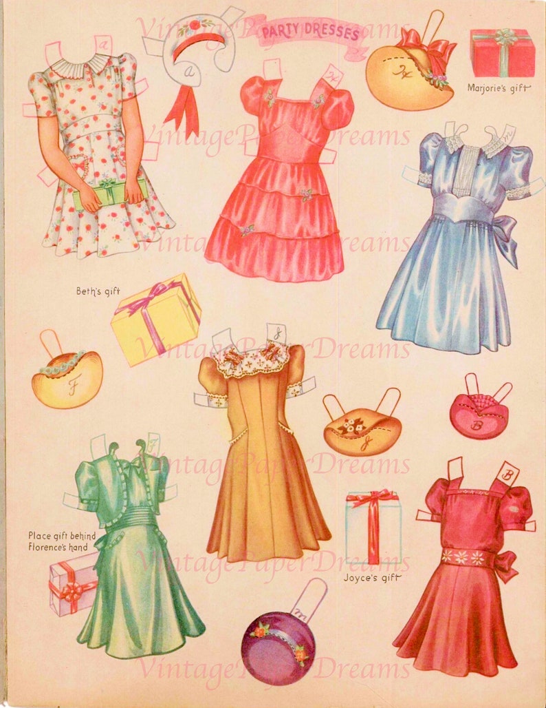 Vintage Paper Doll Printable PDF girl Paper Dolls JPEG 40s 1940s Paper