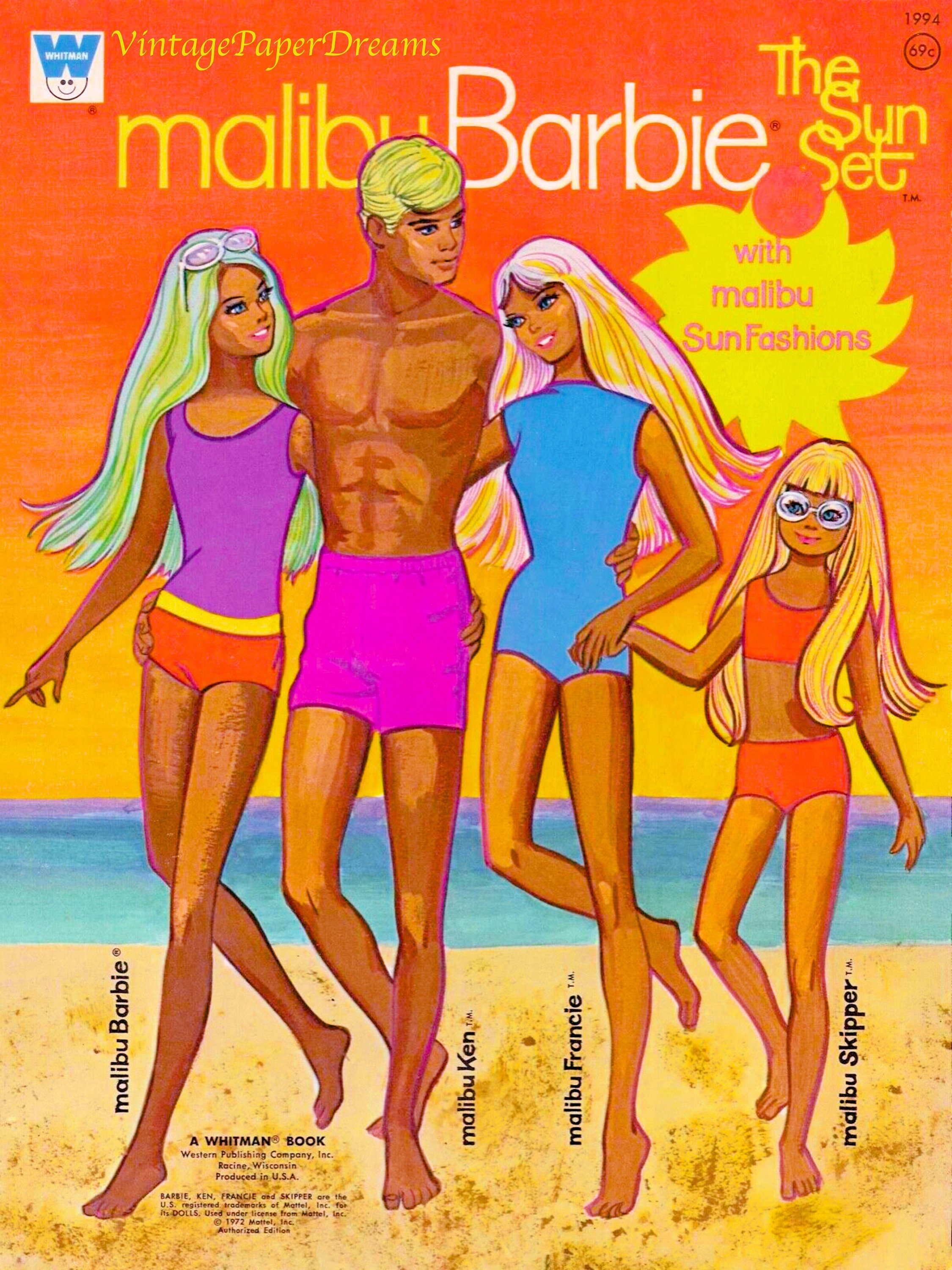 Barbie Paper Doll Printable PDF malibu Barbie Paper Doll Etsy