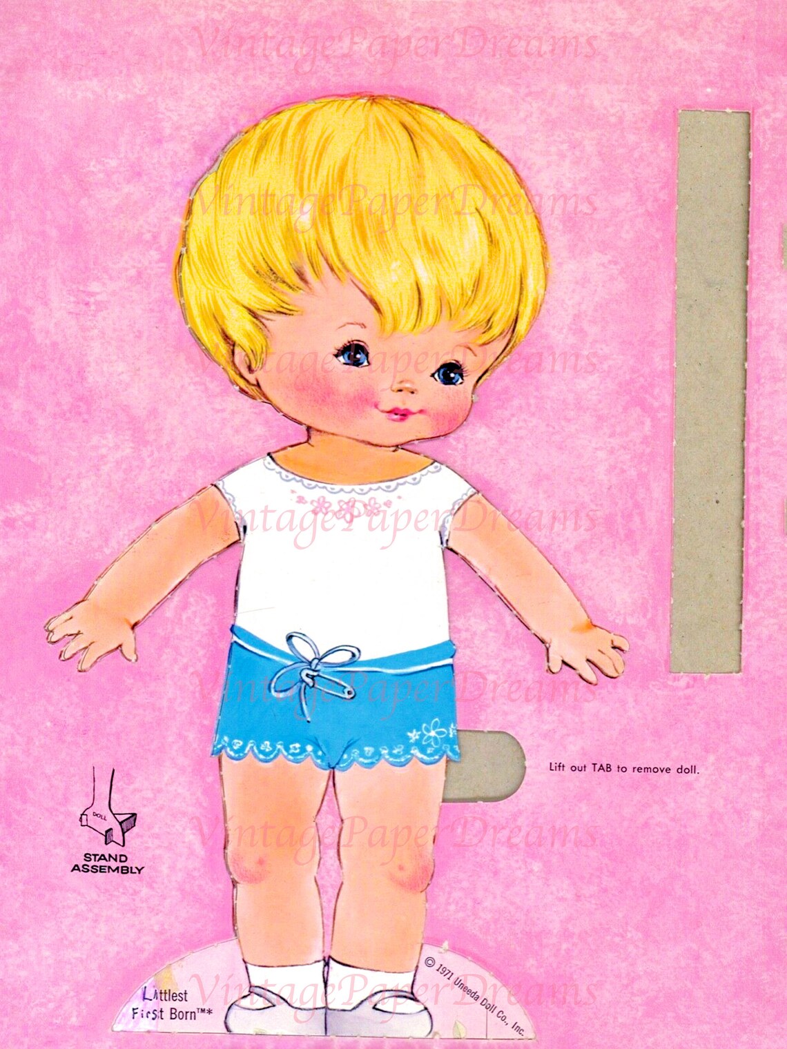 Vintage Paper Doll Printable PDF baby Paper Doll 70s 1970s Etsy